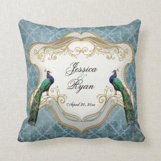 Königliches Pfau-Blau-personalisiertes Kissen