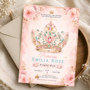 Königliches Rosa Gold Prinzessin Geburtstag Einladung