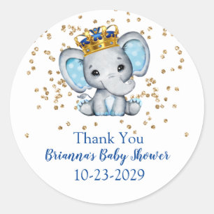 Königliches Royal Blau Gold Elefant Junge Babypart Runder Aufkleber