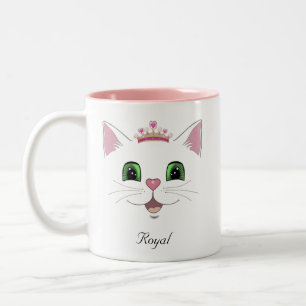 Königliches süßes Katzen-Gesicht & Kalligrafie Zweifarbige Tasse