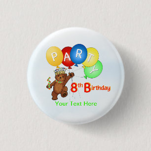 Königliches Teddy-Bärn-8. Geburtstags-Party Button