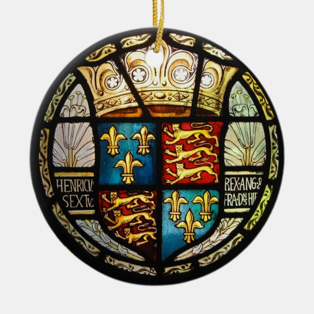 Königliches Tudor Wappen Buntglas Henrys VIII Keramikornament (Vorne)