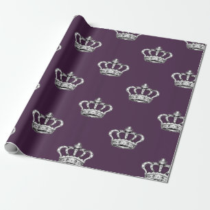 Königliches violettes Kronenmuster auf violettem H Geschenkpapier