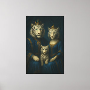 Königliches Weißes-Tiger-Familienporträt – Majestä Leinwanddruck