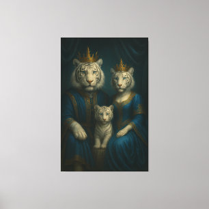 Königliches Weißes-Tiger-Familienporträt – Majestä Leinwanddruck