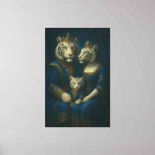 Königliches Weißes-Tiger-Familienporträt – Majestä Leinwanddruck