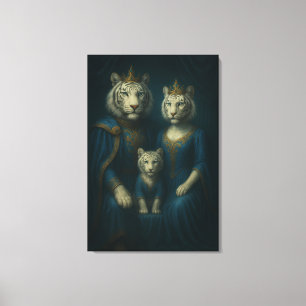 Königliches Weißes-Tiger-Familienporträt – Majestä Leinwanddruck