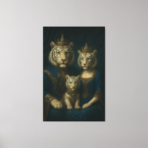 Königliches Weißes-Tiger-Familienporträt – Majestä Leinwanddruck