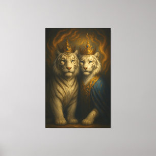 Königliches Weißes-Tiger-Paar – Flammende Krone Ed Leinwanddruck