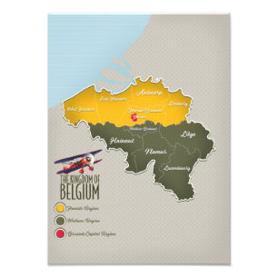 Königreich Belgien schöne Karte Fotodruck
