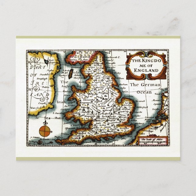 Königreich England (Königreich England) Karte/Flag Postkarte (Vorderseite)