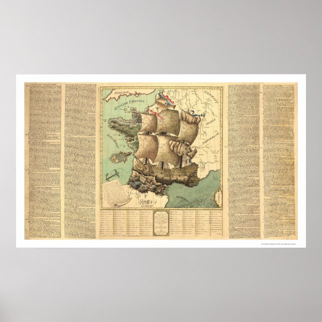 Königreich Frankreich als Segelschiff 1796 Poster (Vorne)