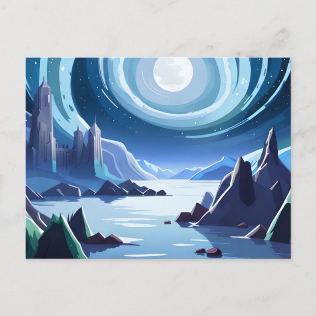 Königreich mit leuchtendem Mond Postkarte (Vorderseite)