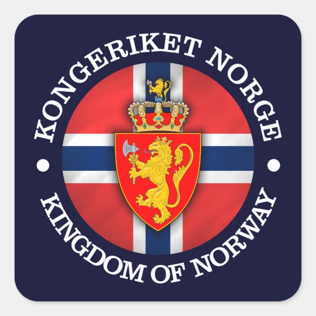 Königreich Norwegen Quadratischer Aufkleber (Vorderseite)