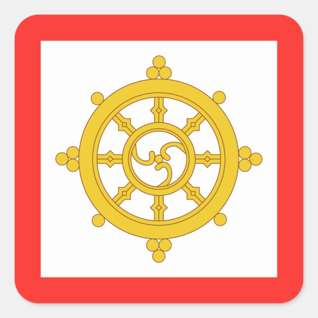 Königreich Sikkim-Flagge Quadratischer Aufkleber (Vorderseite)