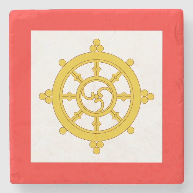 Königreich Sikkim-Flagge Steinuntersetzer (Vorderseite)