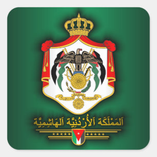 Königreich von Jordanien COA (arabisch) Quadratischer Aufkleber