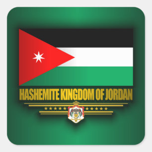 Königreich von Jordanien-Flagge Quadratischer Aufkleber
