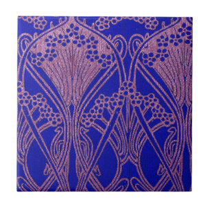 Königsblau, Art nouveau-Muster, königliche Purpurf Fliese