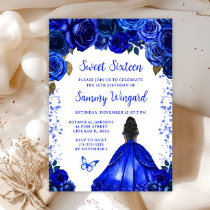 Königsblau Dunkle Haut Prinzessin Sweet Sixteen Einladung