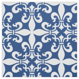 Königsblau French Fleur de Lys Pattern Stoff