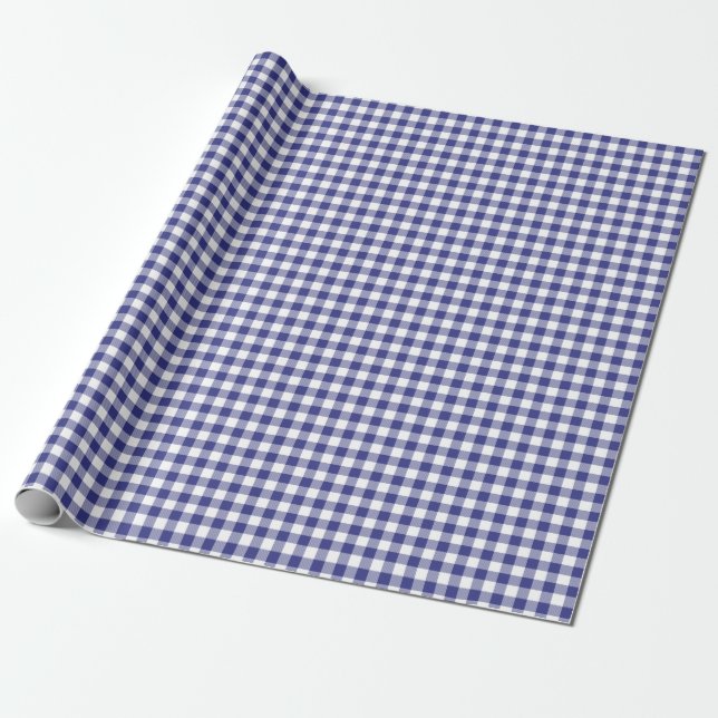 Königsblau-Gingham-Packpapier Geschenkpapier (Ungerollt)