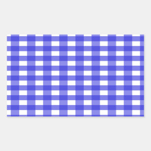 Königsblau Gingham Rechteckiger Aufkleber