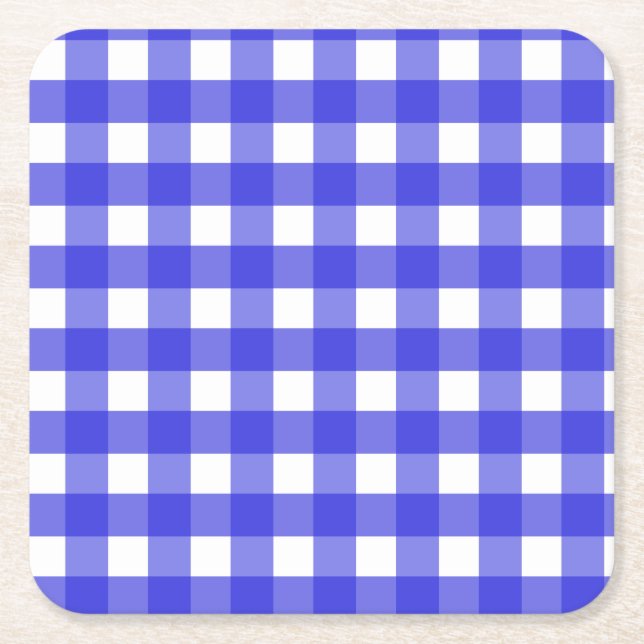Königsblau Gingham Rechteckiger Pappuntersetzer (Vorderseite)