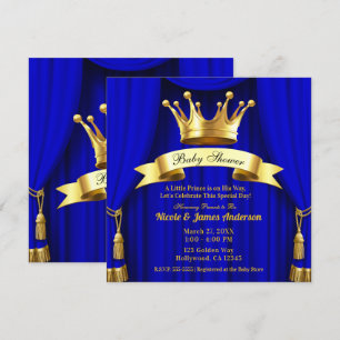 Königsblau Gold Königlicher Kronprinz Baby Shower Einladung