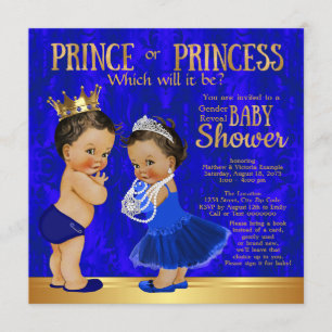 Königsblau Gold Prinz Prinzessin Geschlecht Enthül Einladung