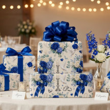 Königsblau-goldene Blumen-Hochzeitsgeschenkverpack