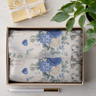 Königsblau-goldene Blumen-Hochzeitsgeschenkverpack Seidenpapier