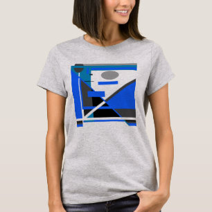 Königsblau Grau Schwarzes Geometrisches Abstrakte T-Shirt