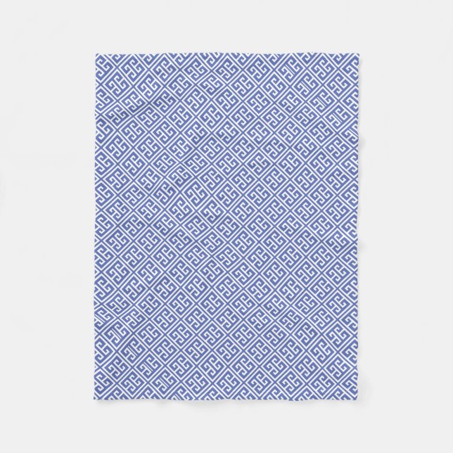 Königsblau-griechisches Schlüsselmuster Fleecedecke (Vorderseite)