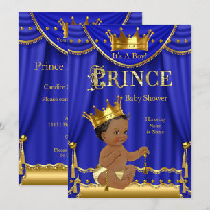 Königsblau Kronprinz Baby Shower Gold Ethnisch Einladung