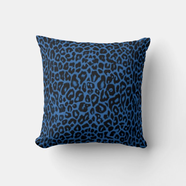 Königsblau-Leopard-Druck Kissen (Vorderseite)
