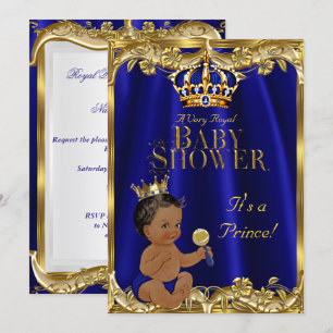 Königsblau Marine Gold Prinz Baby Shower Ethnisch Einladung