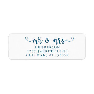 Königsblau Mr & Mrs Return Address Label
