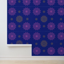 Königsblau Rosa & Gold Mandala Muster Tapete