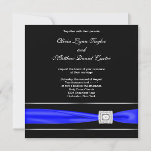 Königsblau-schwarze Hochzeit Einladung