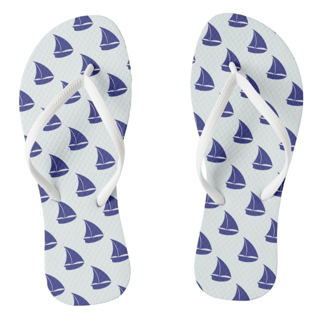 Königsblau-Segelboot-Muster Flip Flops (Fußbett)