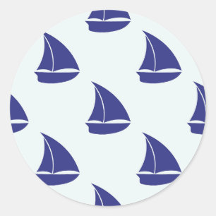 Königsblau-Segelboot-Muster Runder Aufkleber