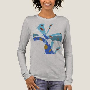 Königsblau-Teal mit kreisförmiger abstrakter Blume Tri-Blend Shirt