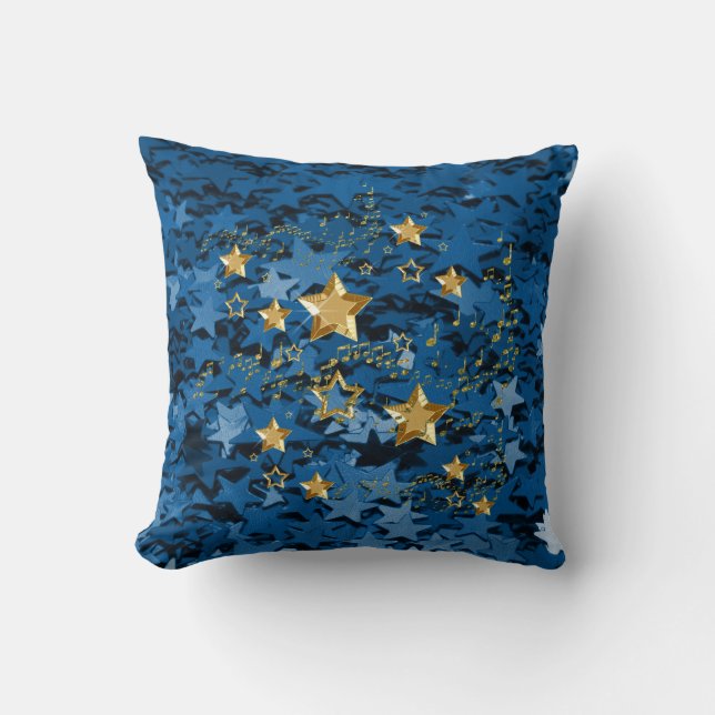 Königsblau-u. Goldstern-quadratisches Wurfs-Kissen Kissen (Vorderseite)