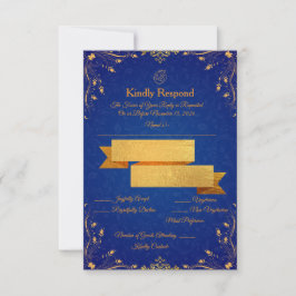 Königsblau und Gold Antwortkarte RSVP Karte