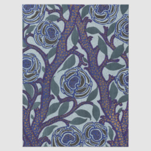 Königsblau und Gold Art Deco Rosen Blumen Dekor Seidenpapier