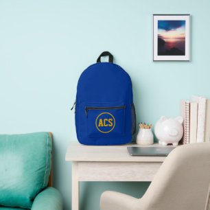 Königsblau und Gold Schulfarben und Buchstaben Bedruckter Rucksack