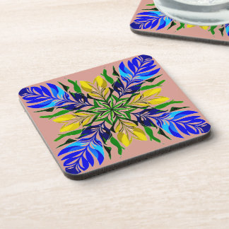 Königsblau und goldenes florales Mandala Boho Bota Getränkeuntersetzer