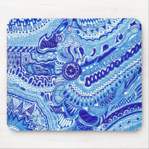 Königsblau und Weiß Ming Art-Musterkunst Mousepad