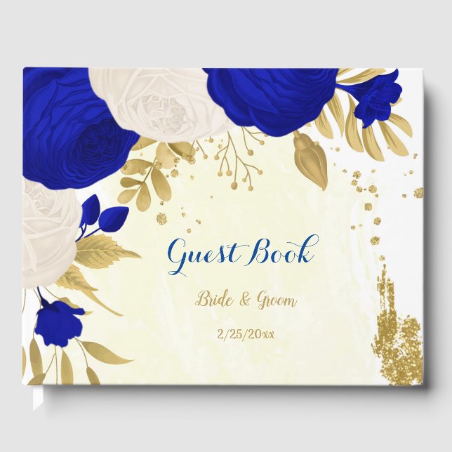 Königsblau-weiße Blume Goldmedaille botanische Hoc Gästebuch (Vorderseite)